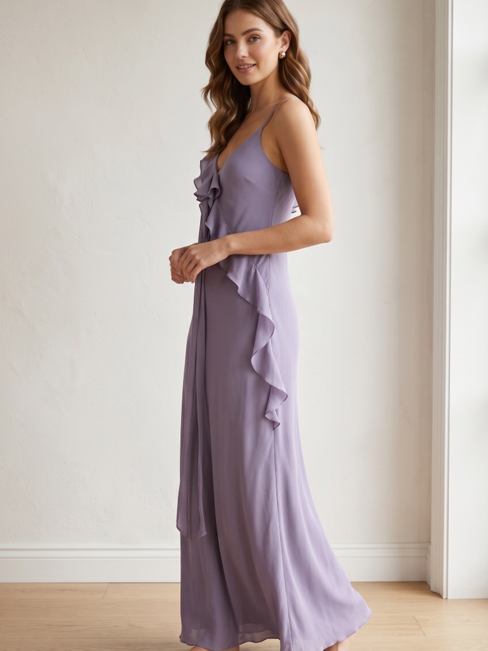 NWT Coach Silk Lilac Purple Spaghetti Strap Maxi Dress Sz4